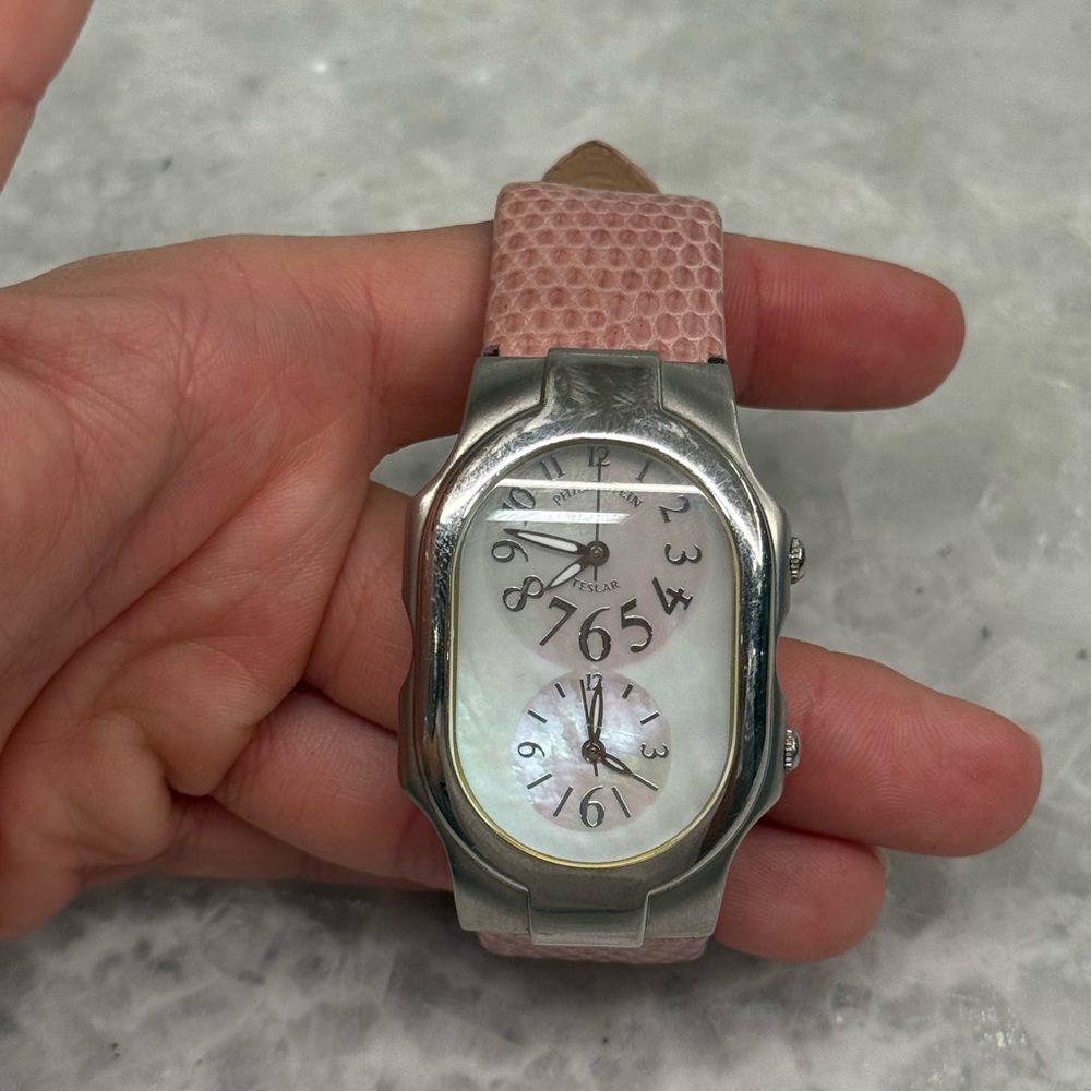 Philip Stein Pink Large Dual Watch  with pink Band